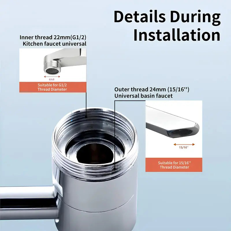 ⭐1080° Universal Faucet Aerator - Dual Mode & All-Angle Control