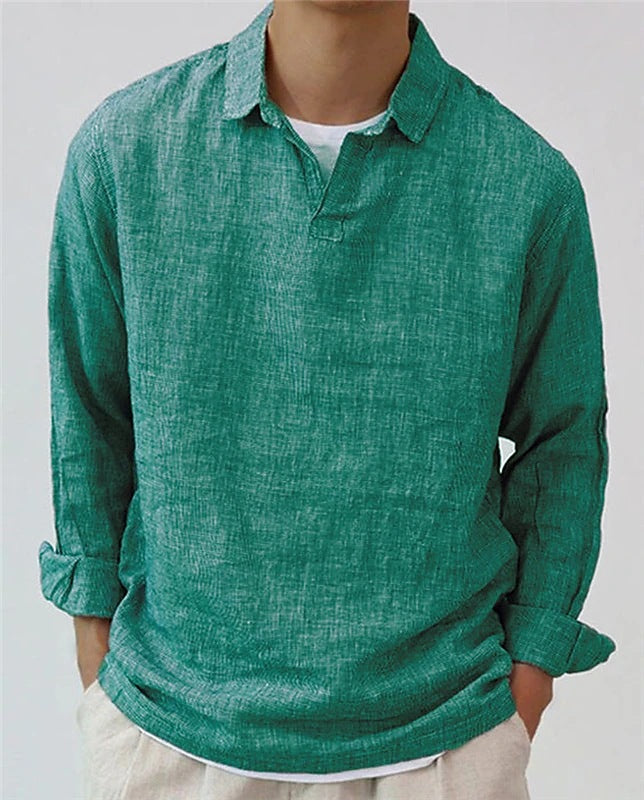 New Fashion Men's Pullover Shirt Solid Color Long Sleeve Lapel Oversize Casual Top Tee Summer Clothing For Men Shirts