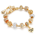 Gold Heart Charm Bracelet | CZ Crystal Snake Chain